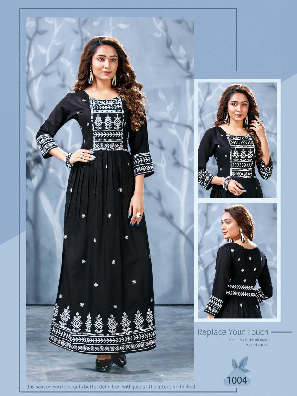 Trendy Sahi 1001 Rayon Printed Long Kurti Fancy Ethnic Wear Collection